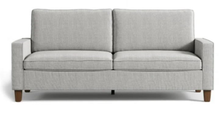 ( See Description) MARNUR 70" Fabric Couch, Sofa with Pocket Springs Seat Cushion, Linen, Square Armrest, Gray