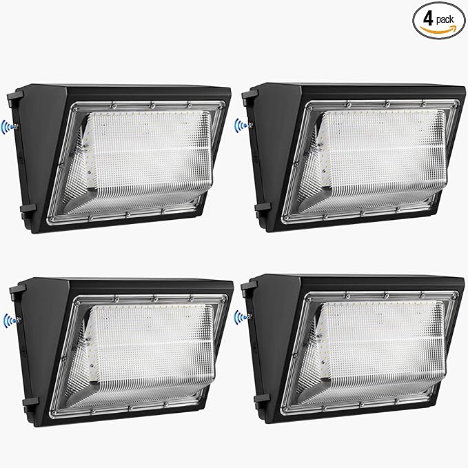4PACK Dusk to Dawn 150W LED Wall Pack Light Fixture, 19500LM 800-1000W HPS/HID Equivalent, 5000K Daylight Commerical/Industrial Outdoor Security lighting, ETL for Parking Lot,Warehouse,Entrance