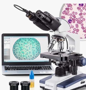 AmScope - 40X-2500X LED Digital Binocular Compound Microscope with 3D Stage + 5MP USB Camera