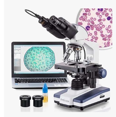 AmScope - 40X-2500X LED Digital Binocular Compound Microscope with 3D Stage + 5MP USB Camera