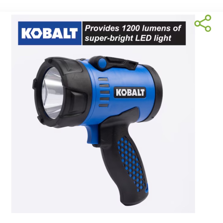 Kobalt 1200-Lumen LED Rechargeable Spotlight Flashlight