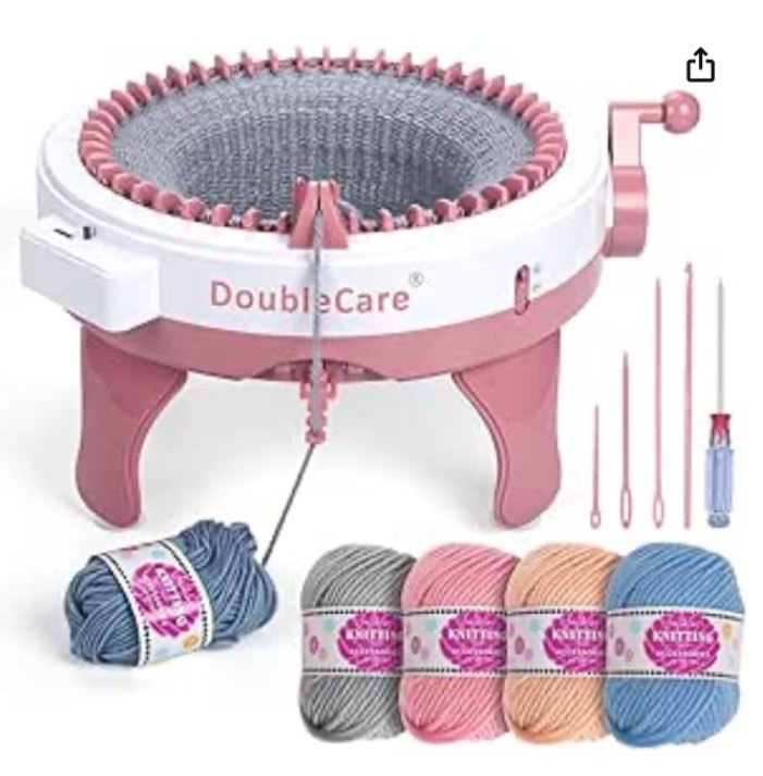Knitting Machine 48 Needles,Smart Loom Knitting Machine with Row Counter,Knitting Board Rotating Double Knit Loom Machine for Adults/Kids Gift,DIY Knit Scarf Hat Sock(with Wool)