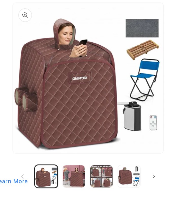 800W 2 Person Portable Steam Sauna Tent SPA with Hat Side Holes 3L Steamer-Coffee - Color: Brown