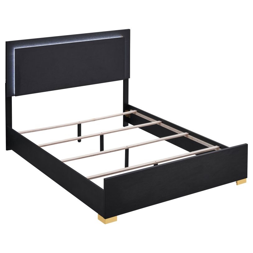 Coaster Marceline Queen Bed with LED Headboard Black in Black 222831Q ( incomplete box 2/2) 