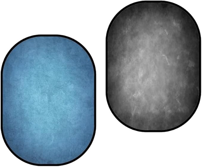 Kate Collapsible Backdrop Pop Up Photo Backdrops Grey Blue Folded Background for Portrait Photography, for Video, for Live Stream, 5x6.5ft