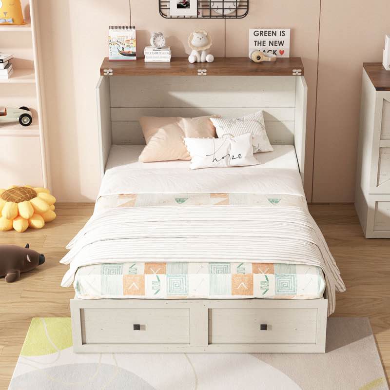 Lit escamotable avec rangement et station de charge, armoire escamotable de ferme avec panneau pliable, sans bruit, pour chambre d'amis, salon, bureau( incomplete box 1/2) 