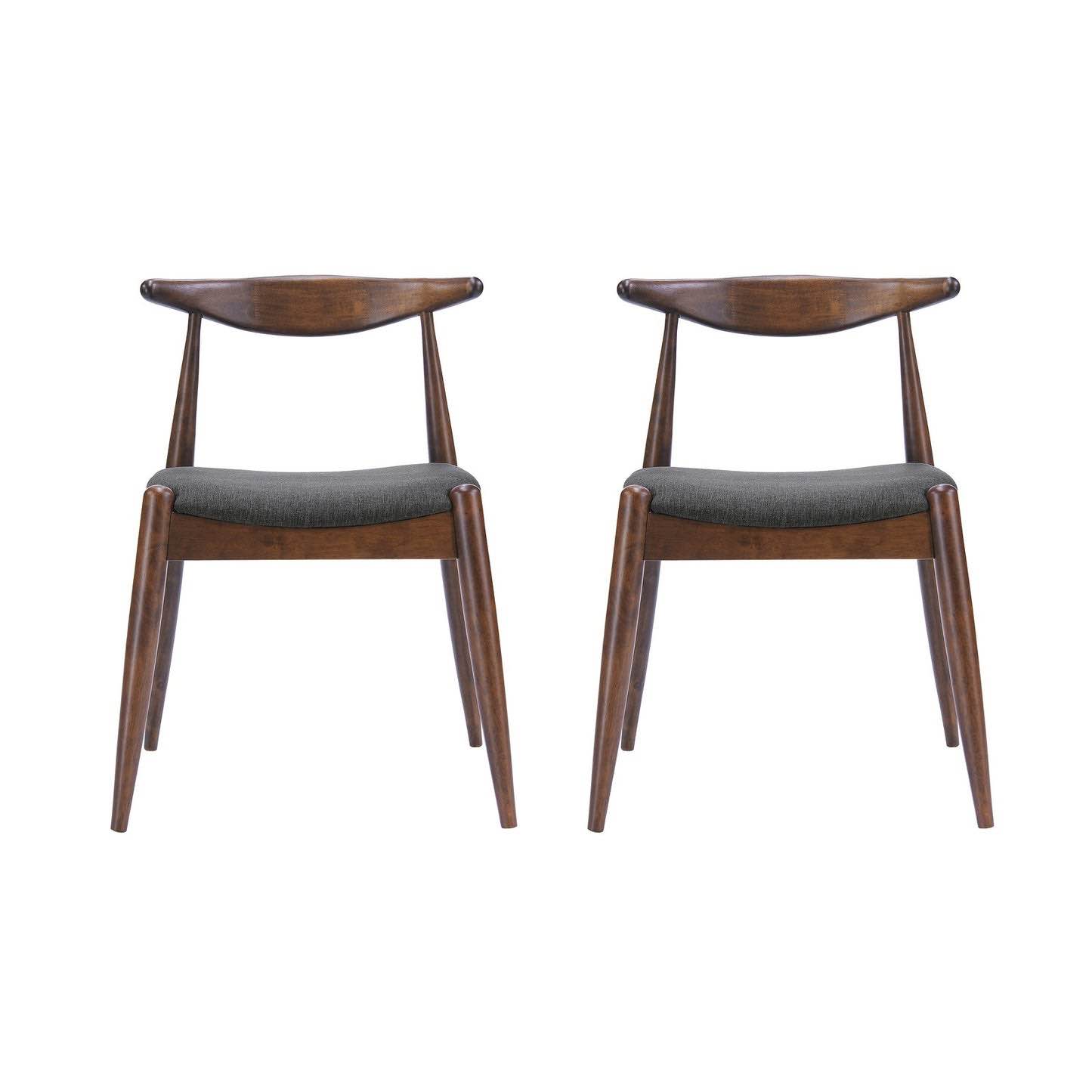 Margarette Mid-Century Modern Side Chairs (Set of 2) Walnut & Charcoal
