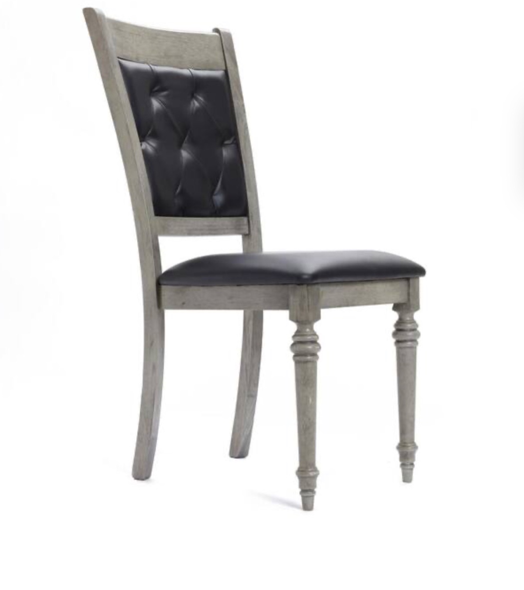Modern Gray MDF Upholstered Black Dining Chair (Set of 2)