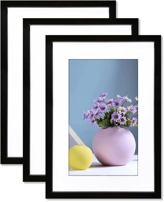 EZOOZE 24x24 Frame, Black 24x24 Picture Frame With Mat 20x20, Wall Hanging Elegant Simplicity Poster Frame, 3-Pack