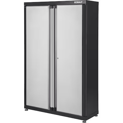 Kobalt 48-in W x 72-in H x 18.5-in D Freestanding Steel Garage Cabinet in Silver