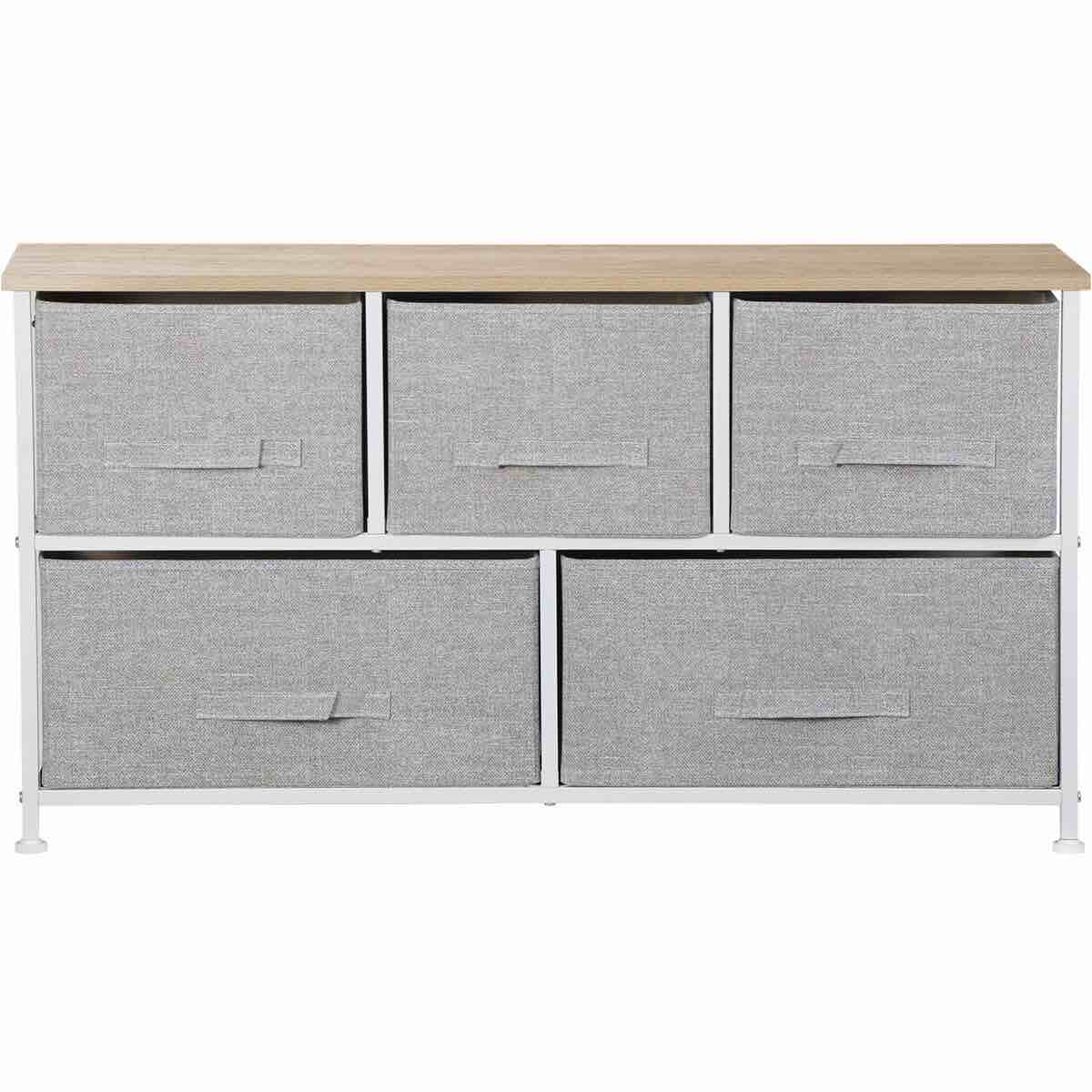 Great Choice Products White 5 Drawer Fabric Dresser Storage Tower Closet Organizer Unit For Bedroom