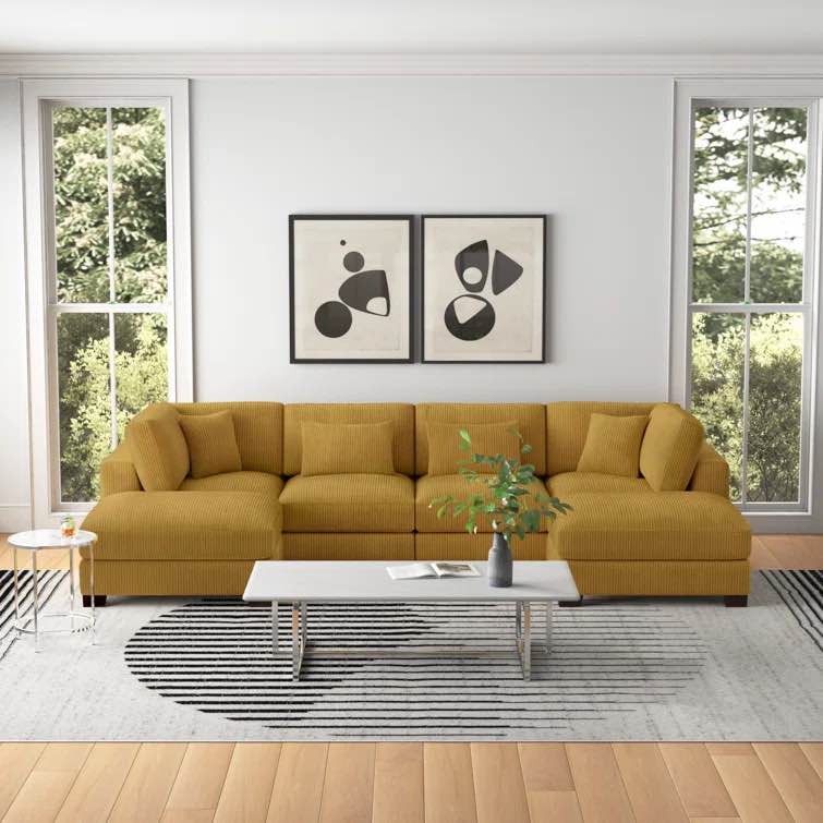 Andreco 6 - Piece Corduroy Sectional INCOMPLETE ( ottoman only) 