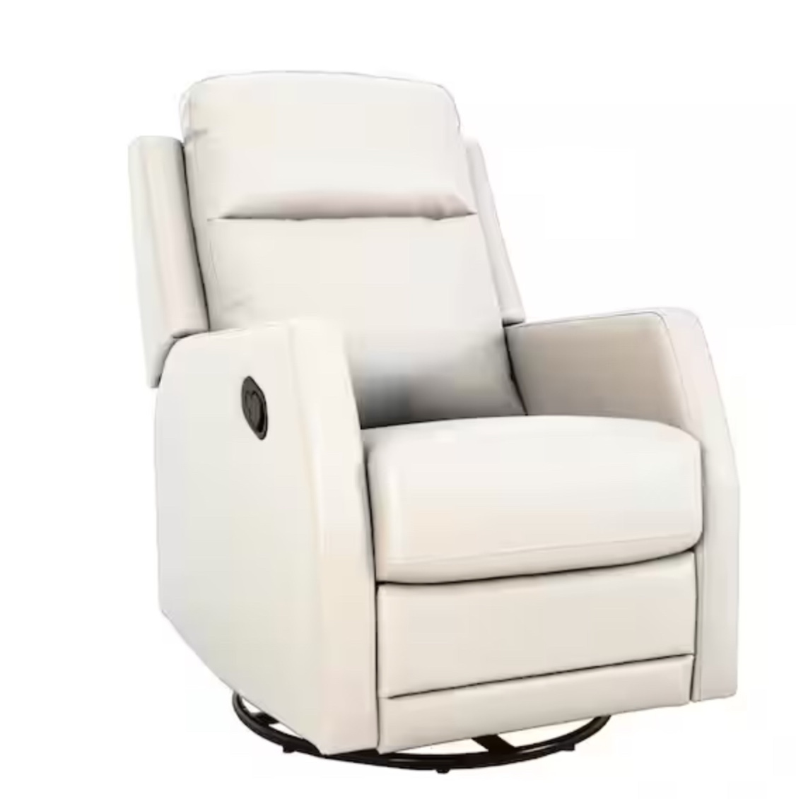 Coral Classic Ivory Upholstered Rocker Wingback Swivel Recliner with Metal Base