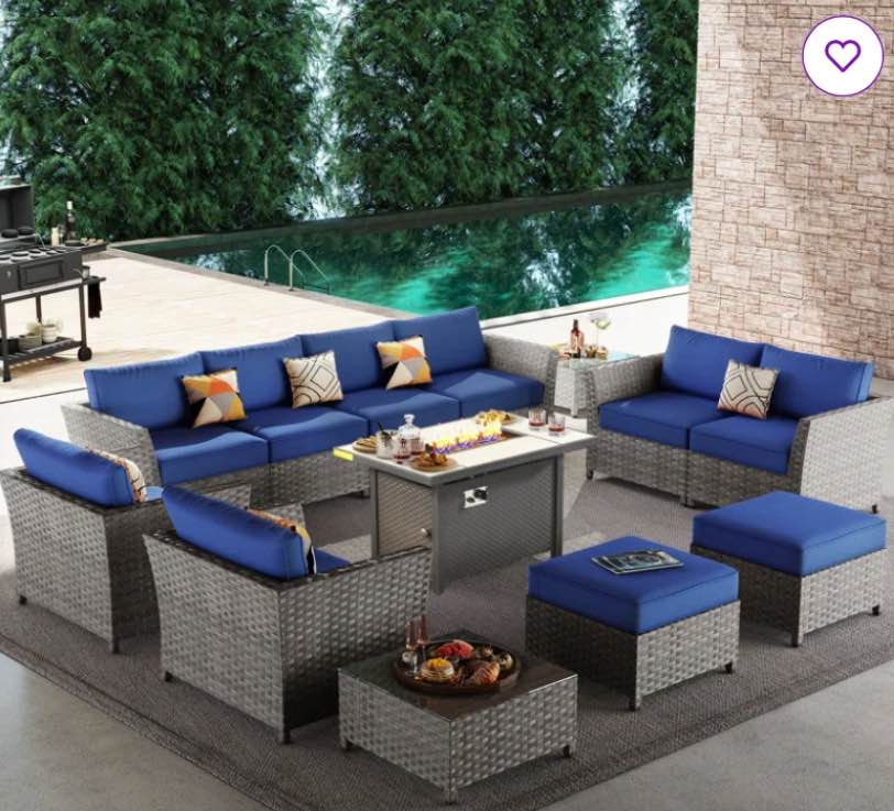 Cassville Sofa Seating Group with Cushions-No Assembly Required ( only two corner sofa + one tea table) 