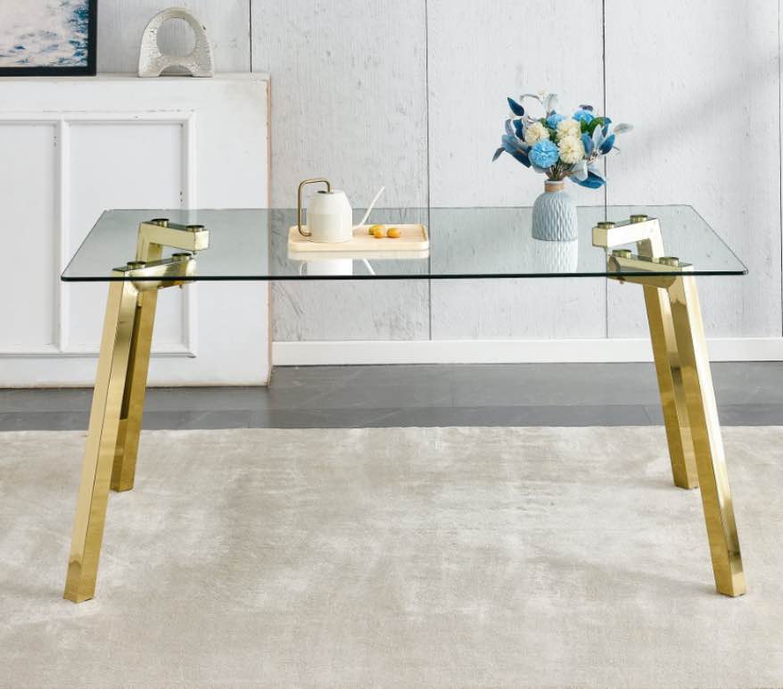 Lileigh Modern Minimalist Rectangular Glass Dining Table for ... no legs 
