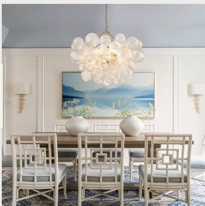 Contemporary Clear Ribbed Bubble Chandelier