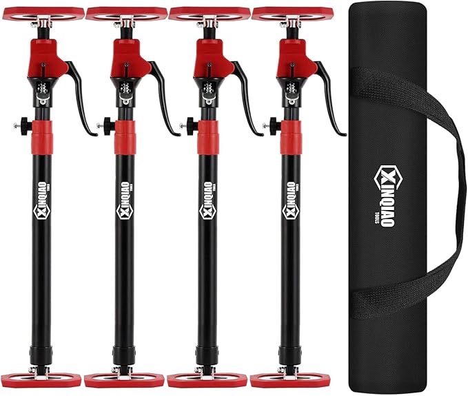 XINQIAO Third Hand Tool 3rd Hand Support System, Premium Steel Support Rod with 154 LB Capacity for Cabinet Jack, Drywall Jack& Cargo Bars, 49.2 IN-114.2 in Long, 4 PC