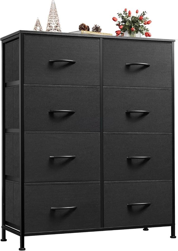WLIVE Fabric Dresser for Bedroom, Tall Dresser with 8 Drawers, Storage Tower ASNG100