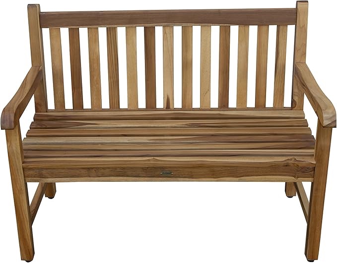Hampstead Heath Outdoor Bench Teak Wood Garden Bench Patio Bench with Armrests and Backrest *similar to stock photo* 