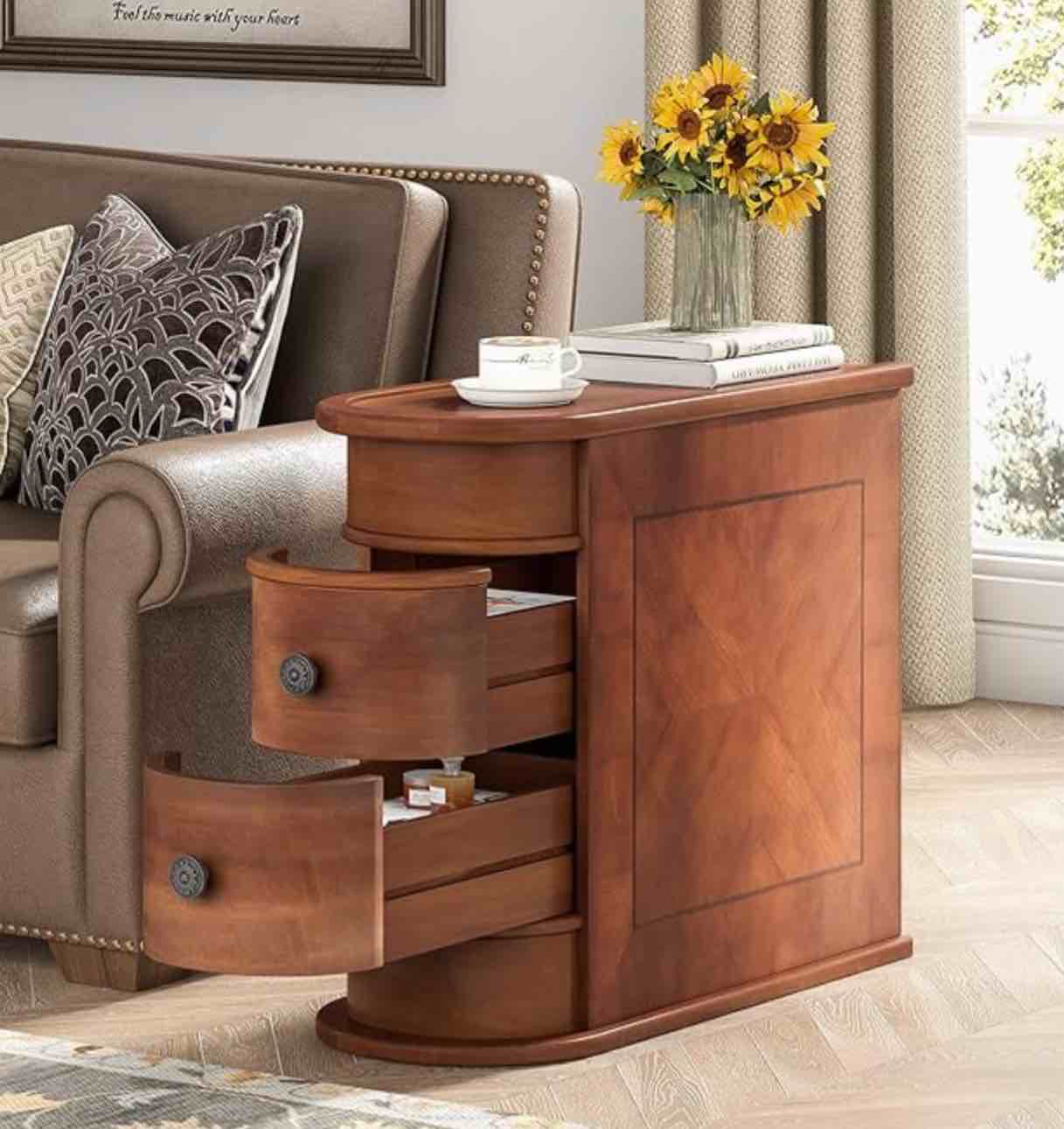 2 Drawers End Table, Wood Side Table *similar to stock photo* 