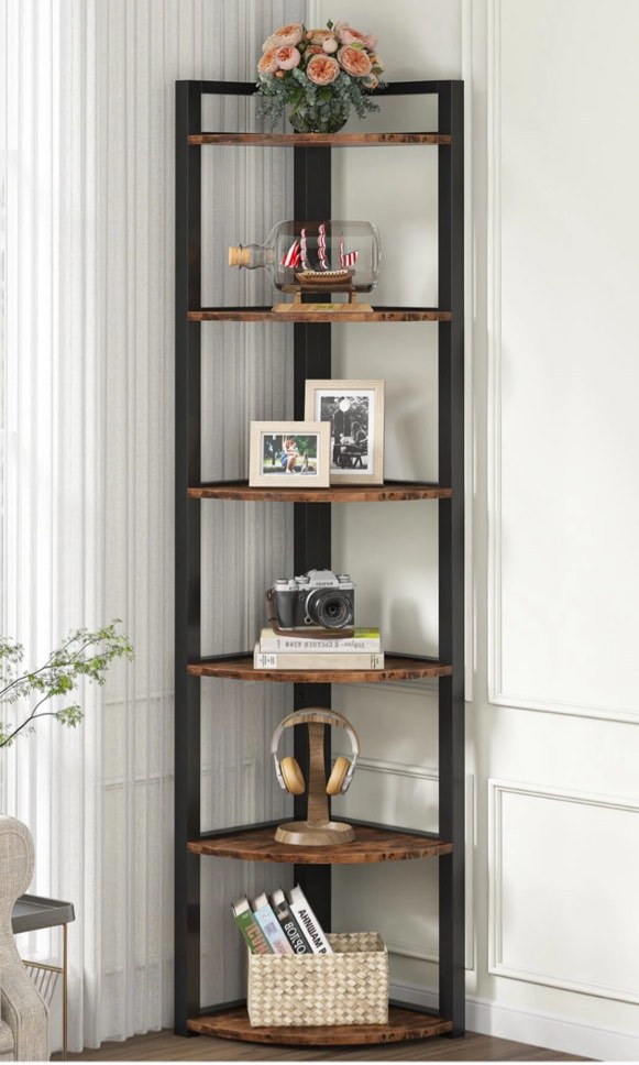 6-Tier Corner Shelf, Small Corner Bookshelf Storage Rack *similar to stock photo* 