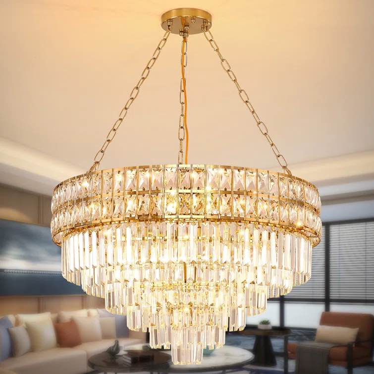 Gold Imma Crystal Empire Chandelier with Crystal Accents