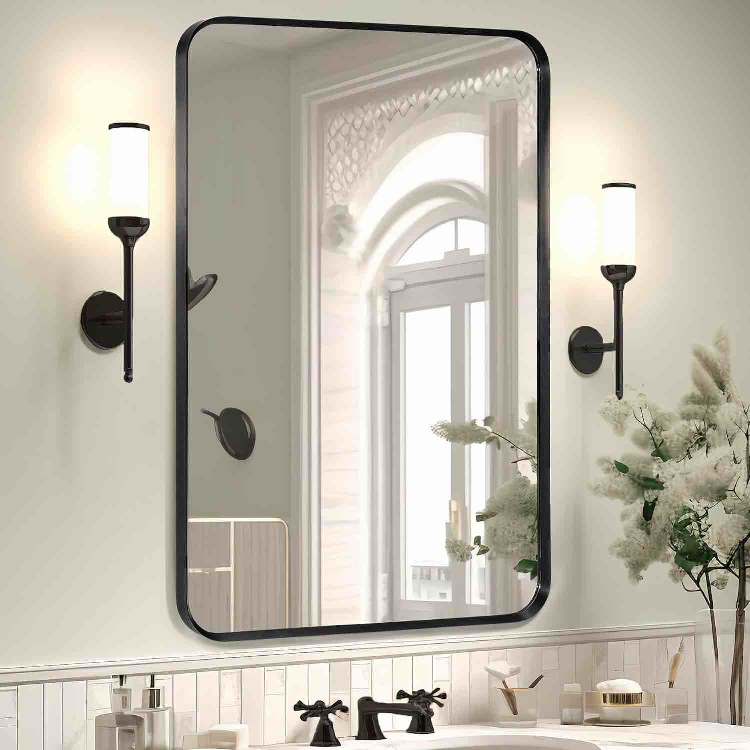 Filleted Corner Wall mounted Mirror, Bathroom Mirror 