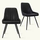 black leather chair set of 2 