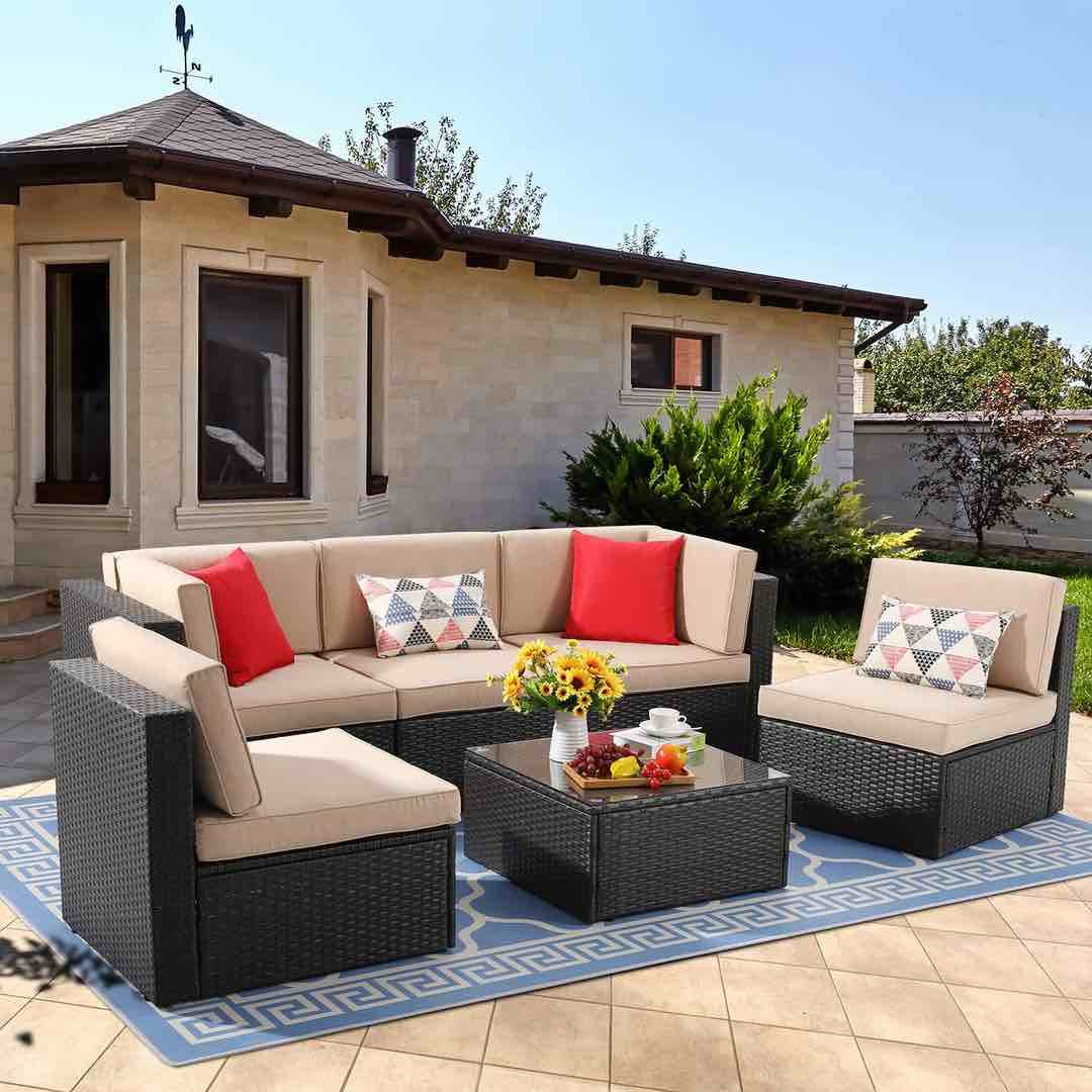 Patio Furniture PE Wicker Outdoor Sectional Sofa (incomplete, missing pieces)