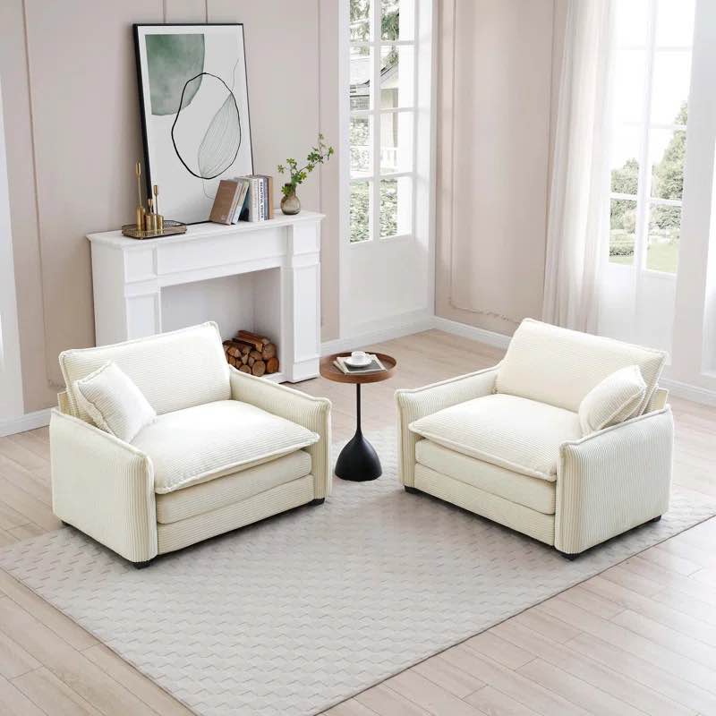 Deep Seated Sofa Set With Two Single Deep Seat Sofa Suitable For Living Room(incomplete)