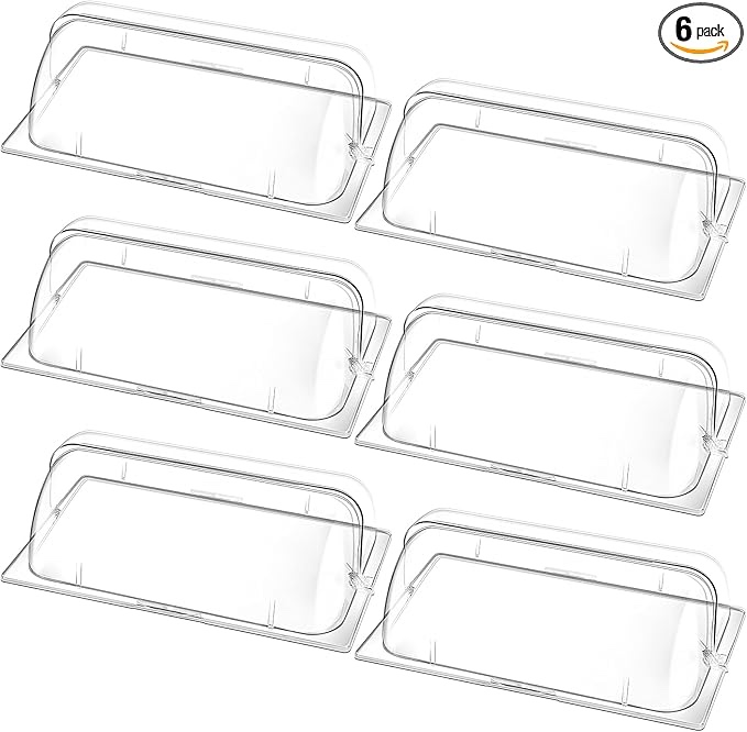 Ziliny 6 Packs Clear Chafing Dish Cover Full Size Roll Top Bakery Pan Display Cover Clear Plastic Chafing Dessert Cake Cover Food Display Cover for Cake Cupcake Exhibition, 21 x 13 x 6.7 Inch