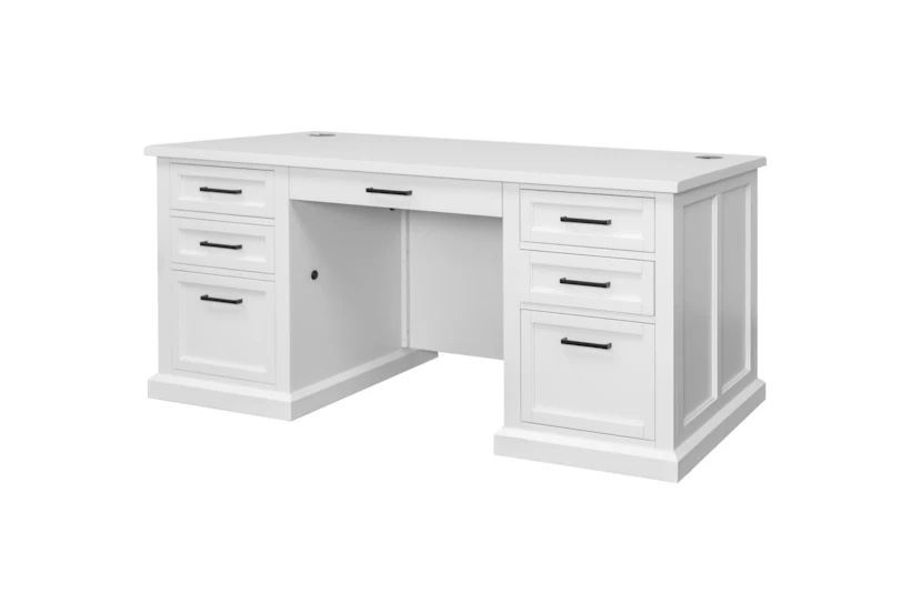 Millie White 70" Double Pedestal Desk