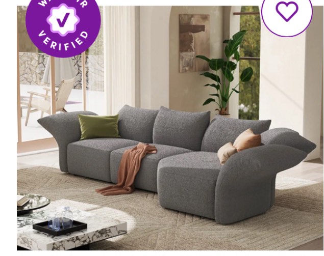 Eiyanna 118 Inch Modular Sectional Sofa, 3 Seats Sofa Couch- Adjustable Arm And Backrest, Comfy Sectional Couches For Living Room, Bouclé ( incomplete 1 piece only) 