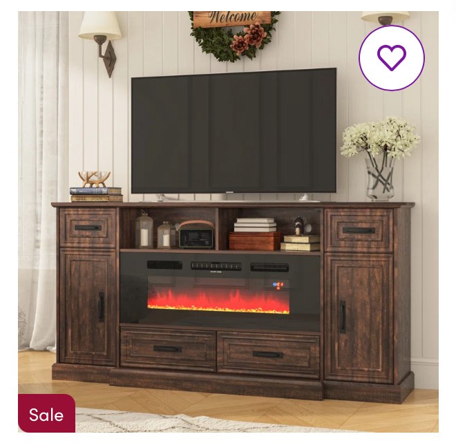70" TV Stand For Tvs Up To 80" With 40" Fireplace, Sockets, USB Ports, LED Lights, And 4 Drawers ( incomplete tv stand only) 