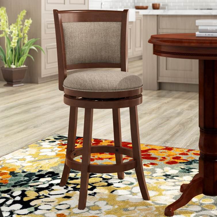 Leda Swivel Stool (Cherry Finish Grey Finish) 