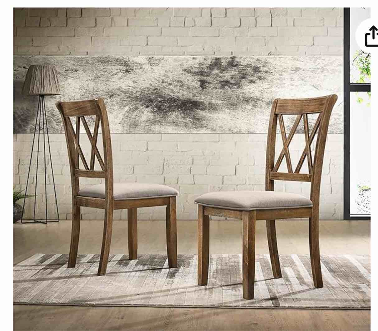 Roundhill Furniture Enna Morden Farmhouse Wood 7-Piece Trestle Dining Set, Brushed Driftwood Finish ( Incomplete 2 pieces only chair) 