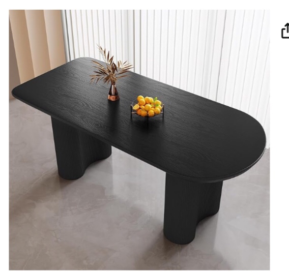 62.99" Modern Oval Dining Table, Kitchen Tables for 4-6, Wave Shaped Table Legs & Sturdy Desktop, Black Indoor Table for Dining Room, Living Room, Reception Room, Table Only( Incomplete box 1/2) top only 