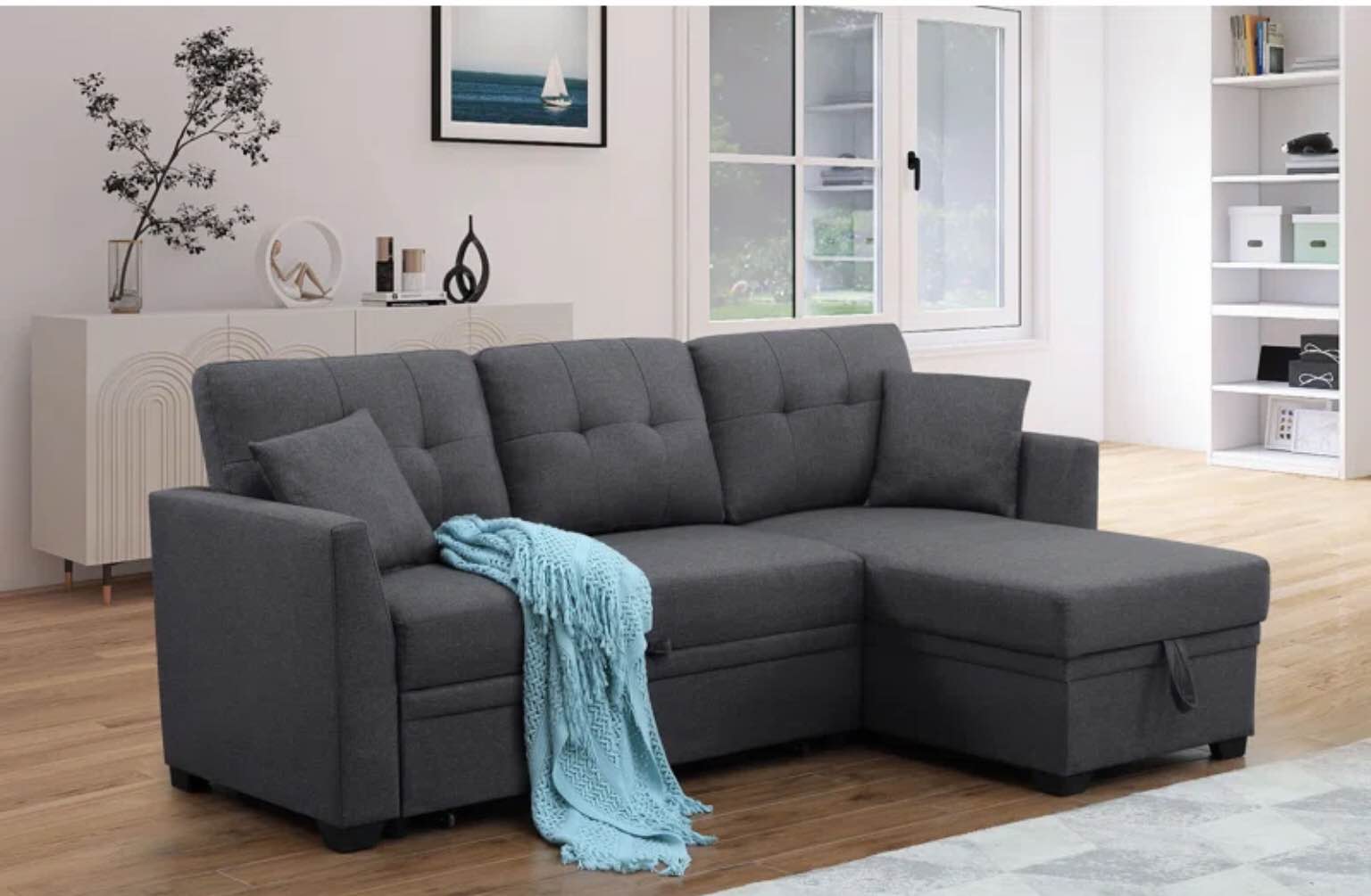Barrientez 85'' Upholstered Sleeper Sofa ( Incomplete box 1/3) 