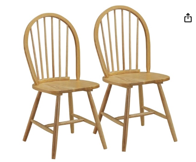 Giantex Juego de 2 sillas Windsor, sillas de comedor de madera, sillas de comedor con respaldo de eje sin brazos estilo francés, sillas de comedor de cocina de granja, roble Visita la tienda de Giantex