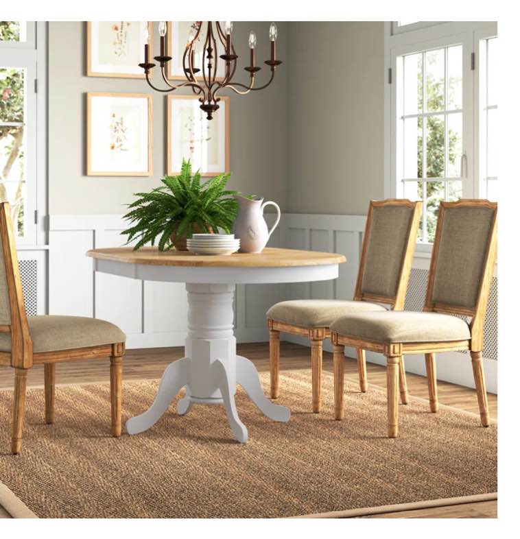 White / Natural Kaneshiro Extendable Solid Wood Dining Table ...