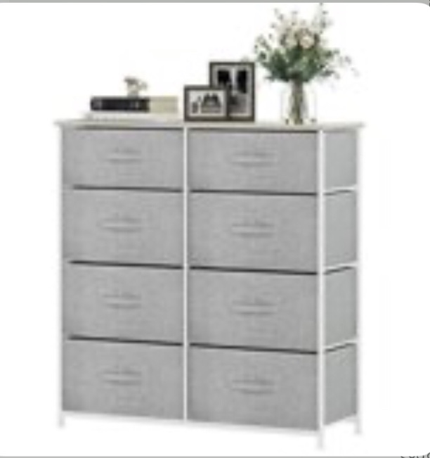 Dextrus 8 Drawers Tall Dresser for Bedroom, Storage Tower with Fabric Bins, Chest of Drawers