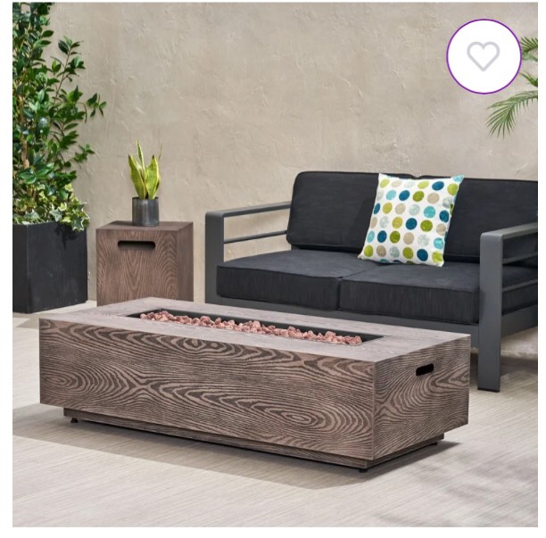 Haddon 15" H x 56" W Iron Propane Outdoor Fire Pit