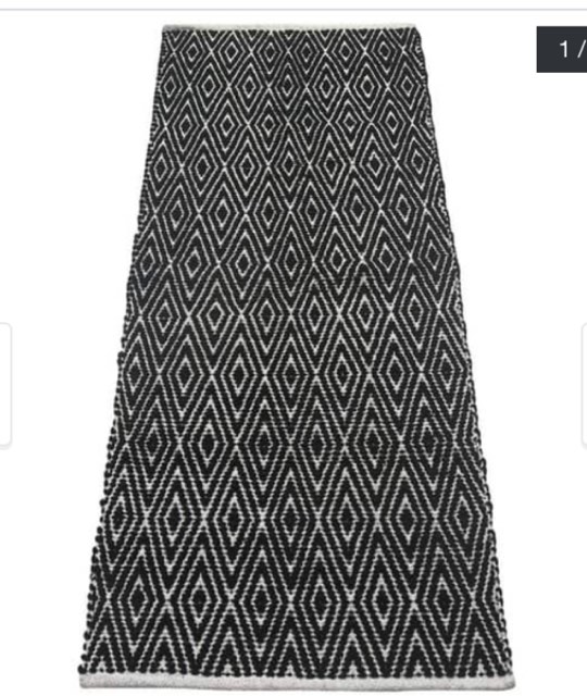 CHN-CHR002-9 Cotton Chenille Runner Rug - Black & White