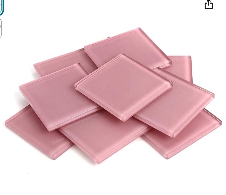 accent innovations Milltown Merchants™ 1.8 Inch (48mm) Baby Pink Crystal Mosaic Tile - Bulk Glass Mosaic Tiles - 1 Pound (16 oz) Crystal Tile Assortment for Backsplash, Murals, Stepping Stones, and Mosaics ( 50 pieces) 