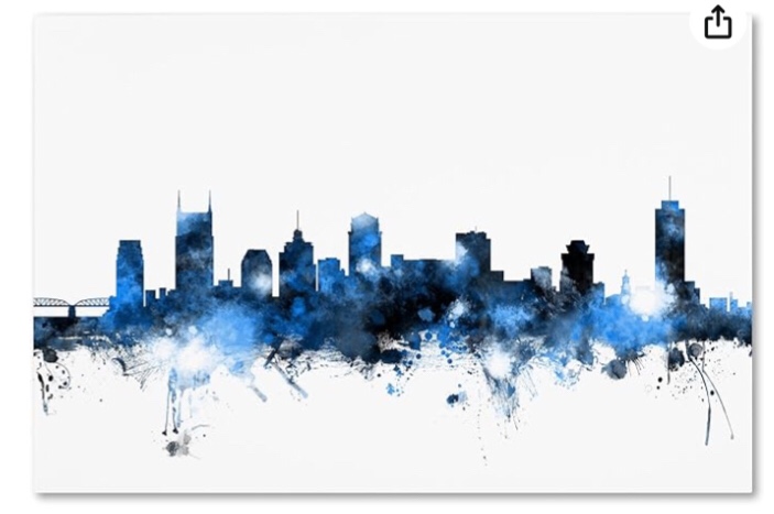 Trademark Fine Art MT1170-C1219GG Nashville Tennessee Skyline White by Michael Tompsett, 12x19-Inch, 12x19
