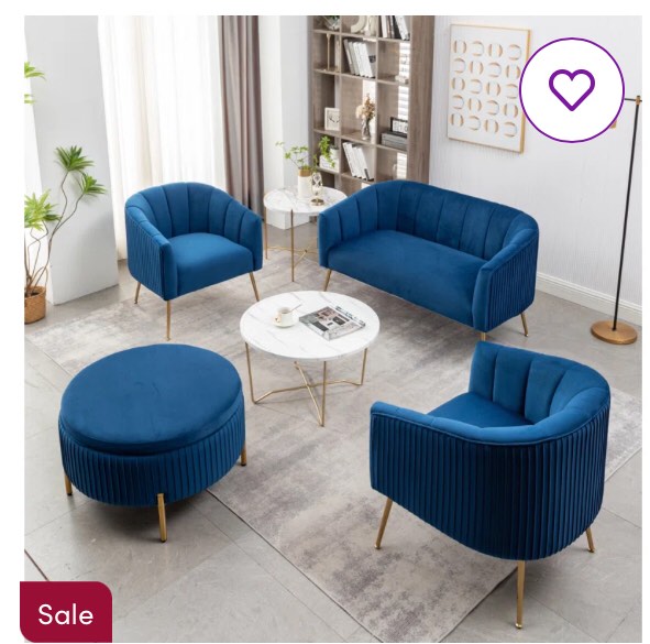 Mariantonietta 4 - Piece Velvet Living Room Set ( incomplete 1 piece only) 