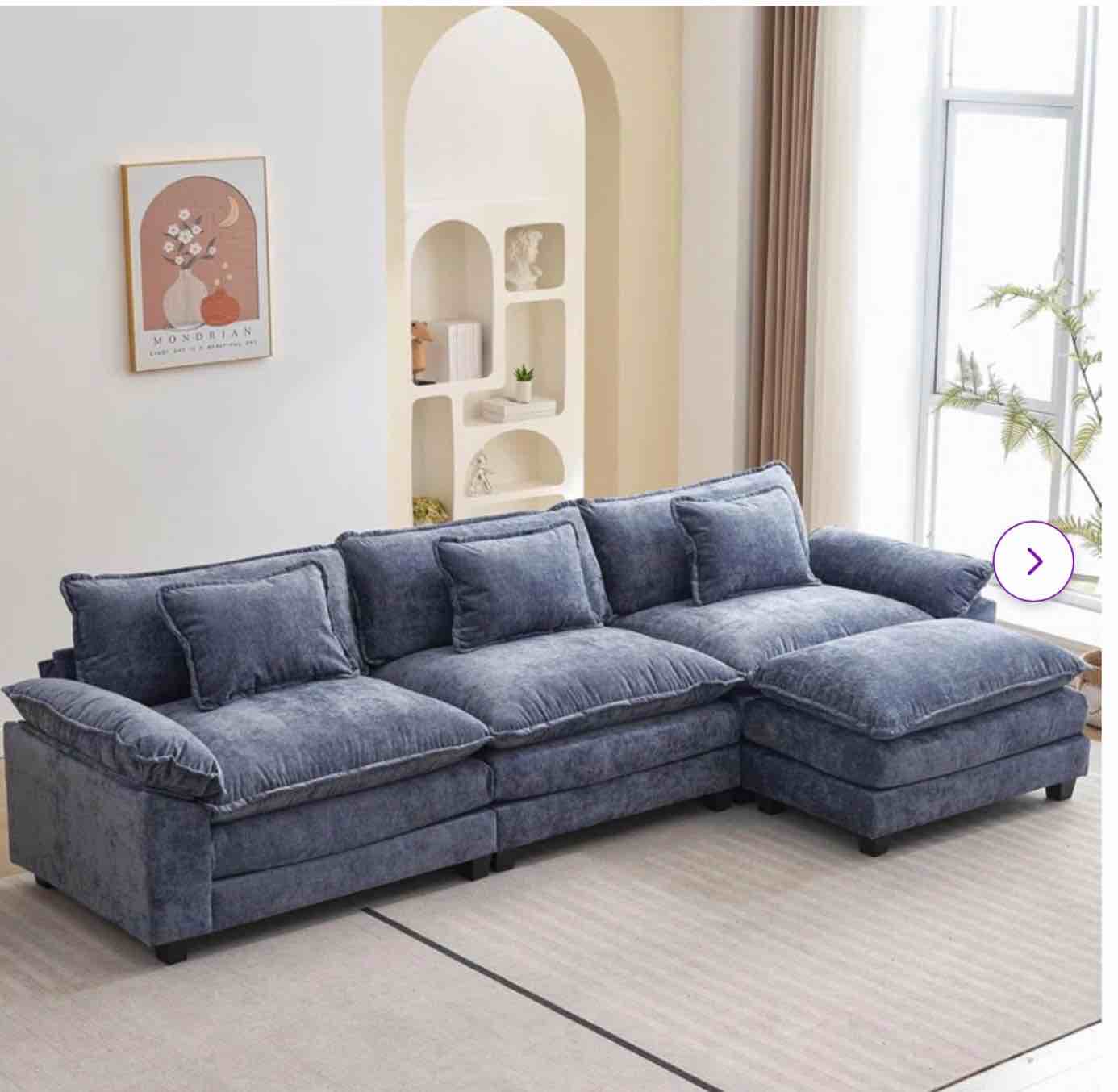 120" Sectional Sofa Comfy Cloud Couch for Living Room Modern Sofa Sleeper Deep Couches with Ottoman ( 3 piece only)