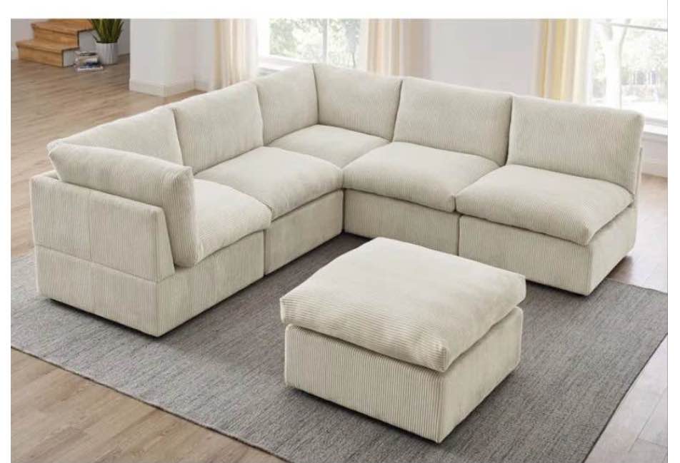 Priyen 98" Wide Symmetrical Modular Corner Sectional (incomplete Armless Chair) 