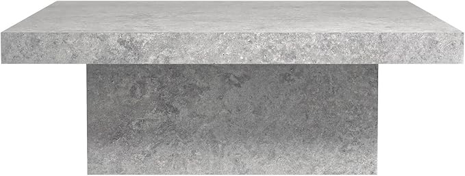Galano Carmelo Coffee Table, Modern Industrial Top Coffee Table, Square Center Table for Living Room, Office, Balcony, 35.43" D x 35.43" W x 12.28" H, Concrete Cool Grey