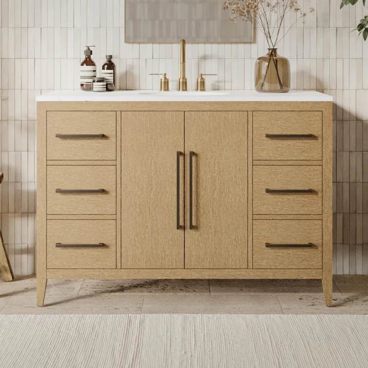 Alsup 48'' Single Bathroom Vanity with Quartz Top